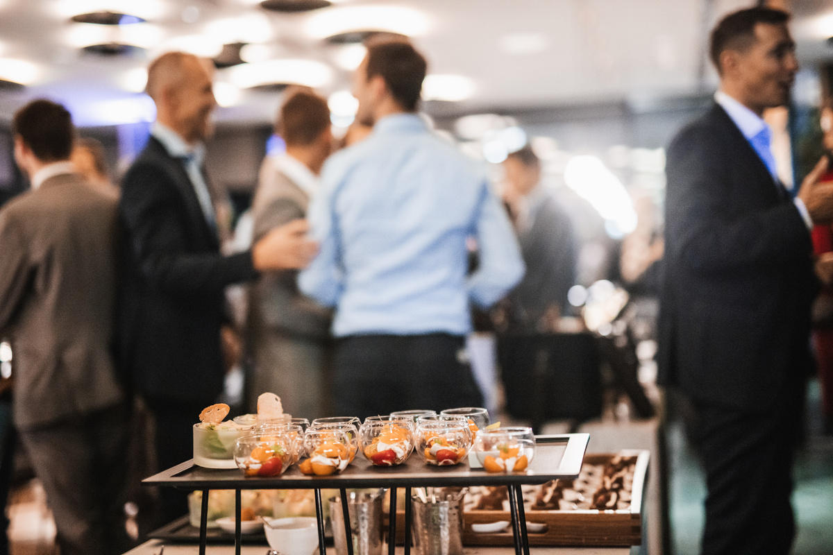 Blurred Image of Businesspeople at Banquet Event Business Meeting Event. Business and Entrepreneurship Events Concept